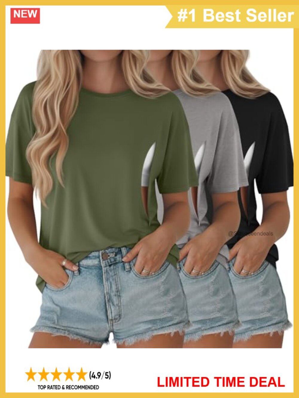 3 Pack Nursing Short Sleeve Tops Hidden Zipper Crew Neck Maternity Shirts